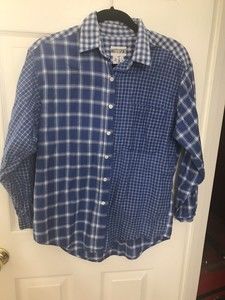 Matti Sport Women's Size M Button Down Long Sleeve Shirt Plaid Blue & White